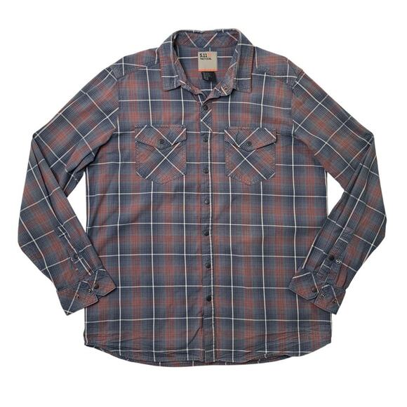 5.11 Tactical Shirt Mens L Large Multi Gunner Plaid Snap Button Western Pocket - Picture 1 of 13